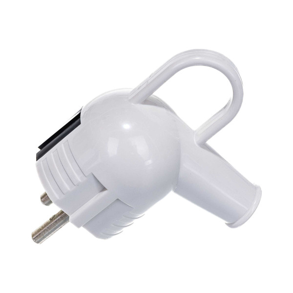 Вилка угловая с заземлением с ручкой Lezard (белая с черным) (715-0203-602) Вилка угловая с заземлением с ручкой Lezard (белая с черным) (715-0203-602)