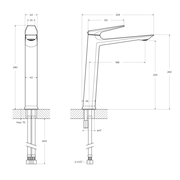 Смеситель для раковины Cezares Liner оружейная сталь (LINER-LC-GM-W0)