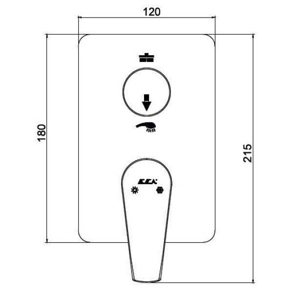 Смеситель для ванны и душа E.C.A. Niobe внешняя часть хром (102167213EX-KDE) Смеситель для ванны и душа E.C.A. Niobe внешняя часть хром (102167213EX-KDE)