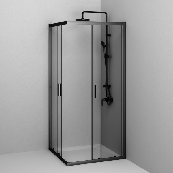 Душевой уголок AM.PM Gem 90x90x195 стекло прозрачное, профиль черный матовый (W90G-403-9090BT)