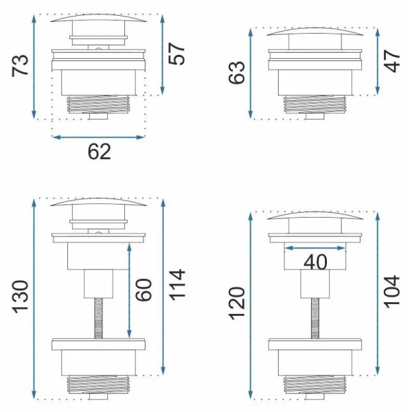 Донный клапан клик-клак для раковины Rea универсальный gold Antique бронзовый (REA-A8110)