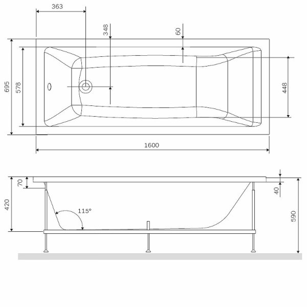 Каркас для ванны AM.PM Gem 160х70 (W93A-160-070W-R)