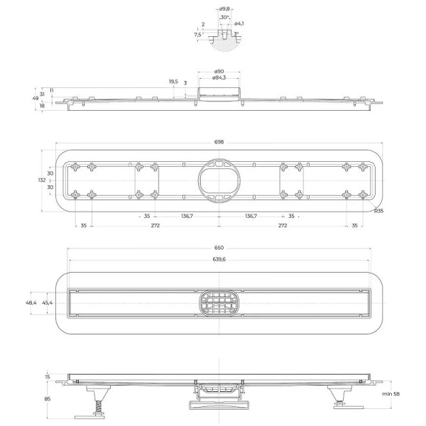 Душевой лоток BelBagno Luce 700 мм хром (BB-LD-Luce-70-CR)