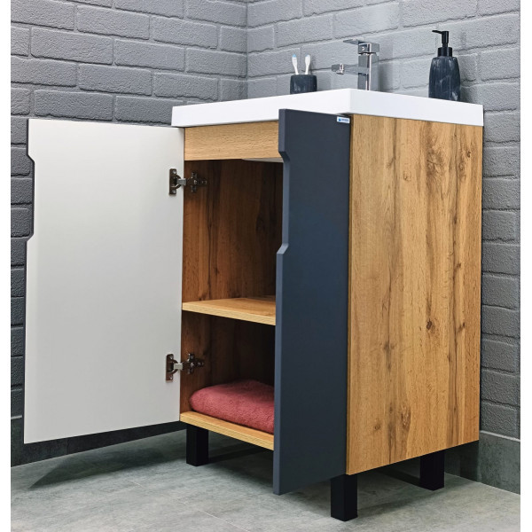 Тумба напольная Bazis 60 Марта без ящика Дуб вотан Айсберг Домино (DA3502T) Тумба напольная Bazis 60 Марта без ящика Дуб вотан Айсберг Домино (DA3502T)