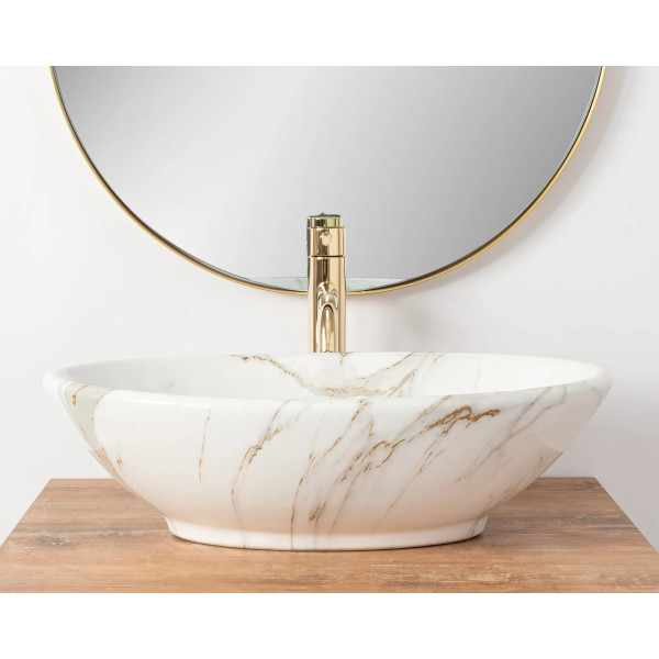 Раковина накладная Rea Pamela 53x33 мрамор (REA-U9685)