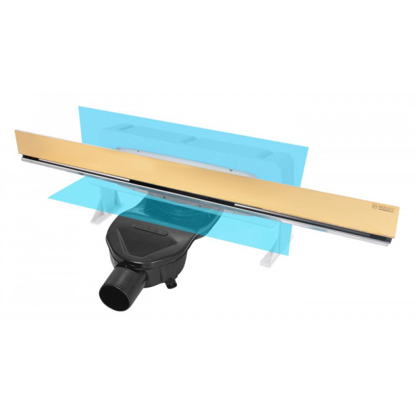 Желоб Berges водосток Wall 600 пристенный, золото глянец, S-сифон D50 H60 боковой (092156) Желоб Berges водосток Wall 600 пристенный, золото глянец, S-сифон D50 H60 боковой (092156)