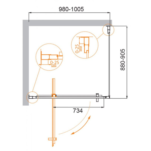 Душевой уголок Cezares Molveno 100x90x195 стекло прозрачное, профиль хром (MOLVENO-AH-1-100/90-C-Cr-IV)