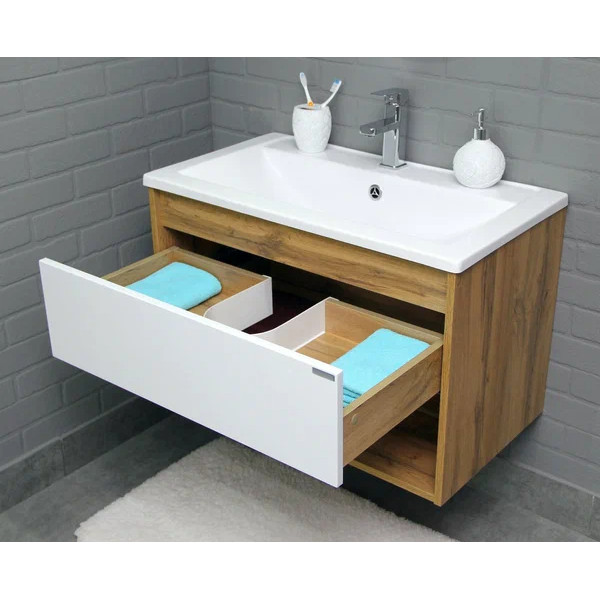 Тумба подвесная под умывальник Maria 80 Igan В1 Дуб Вотан Домино (DI5802T)