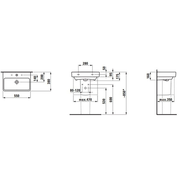 Раковина подвесная Laufen Pro 550х380х173 (8.1895.8.000.104.1)