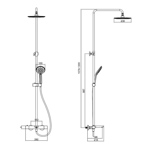 Душевая система Azario Galaxy с термостатом черная (AZ-67B47EV1(PA)-1DC1J19A-ZH3394A-HB1153PA)