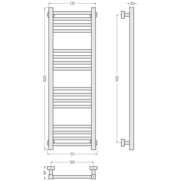 Полотенцесушитель водяной Сунержа Модус PRO 1000х300 хром (00-0450-1030)