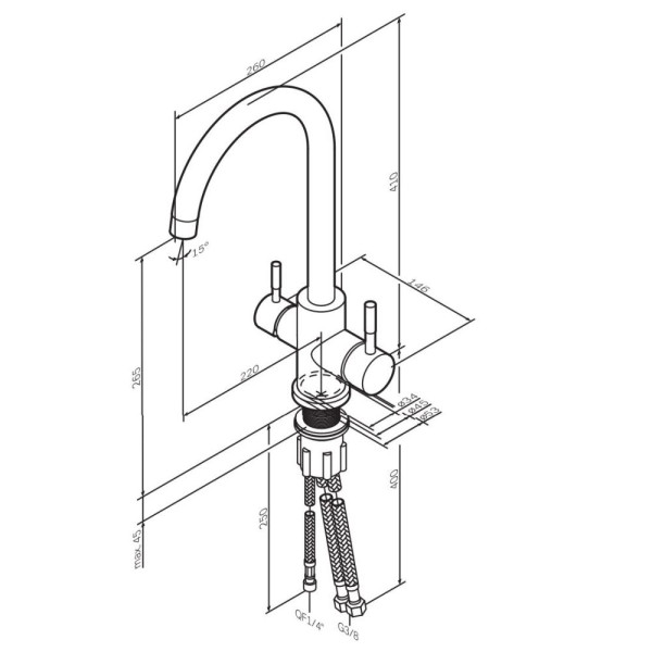 Смеситель для кухни AM.PM X-Joy S с С-изливом с каналом для питьевой воды черный (F85B07722)