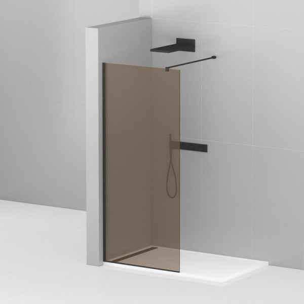 Душевая перегородка Cezares Liberta 90x195 стекло тонированное (бронза), профиль черный (LIBERTA-L-1-90-120-BR-NERO)