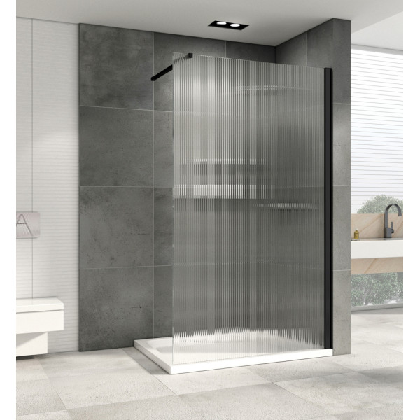 Душевая стенка Abber Immer Offen 90x200 стекло Рифленое, профиль черный (AG61091R8) Душевая стенка Abber Immer Offen 90x200 стекло Рифленое, профиль черный (AG61091R8)