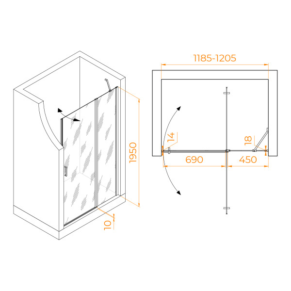 Душевая дверь RGW Leipzig 120x195 стекло прозрачное, профиль серый (35120412-110) Душевая дверь RGW Leipzig 120x195 стекло прозрачное, профиль серый (35120412-110)
