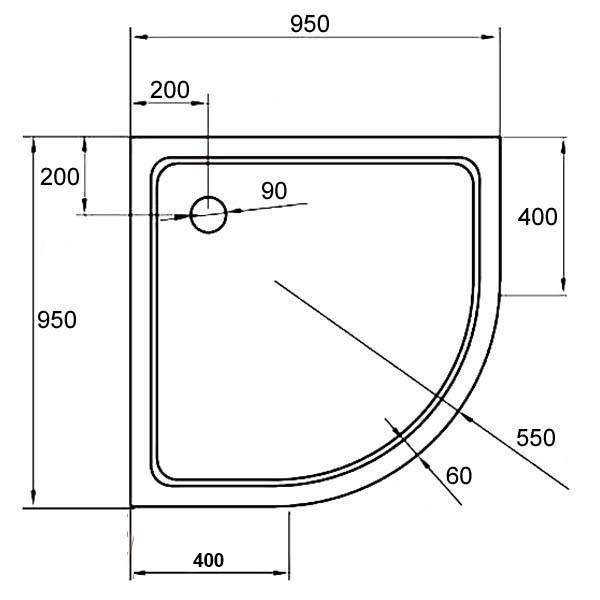 Душевой поддон Cezares Tray 95х95 (TRAY-A-R-95-550-15-W)