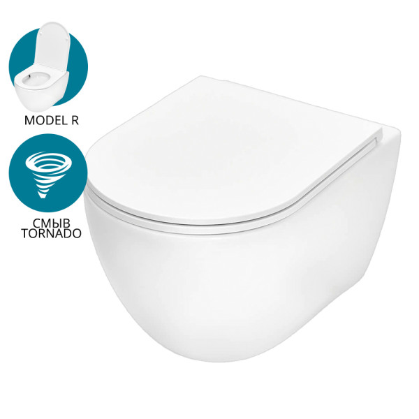 Унитаз подвесной Tece TECEspring R безободковый микролифт (9700998)
