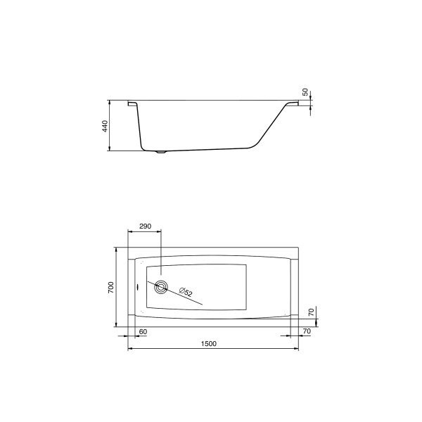 Ванна акриловая Santek Santorini 150*70 (1WH302497) Ванна акриловая Santek Santorini 150*70 (1WH302497)