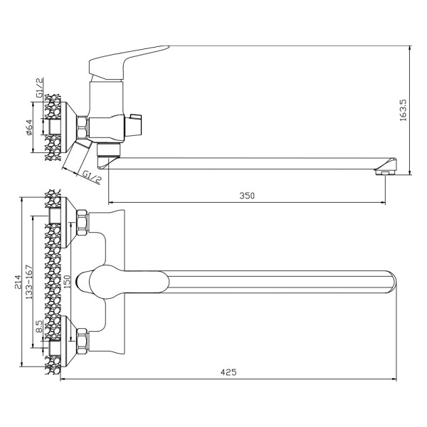 Смеситель для ванны Wesnaart с длинным изливом Tis хром (TIS21-320) Смеситель для ванны Wesnaart с длинным изливом Tis хром (TIS21-320)
