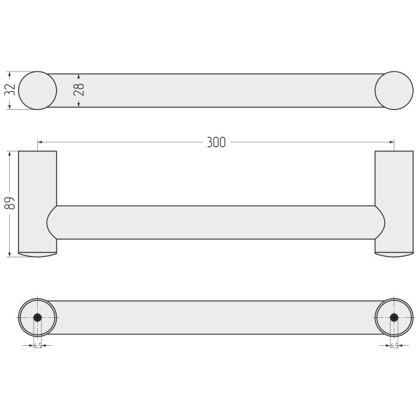 Поручень Сунержа прямой d 28 мм 300 хром (00-3012-0300)