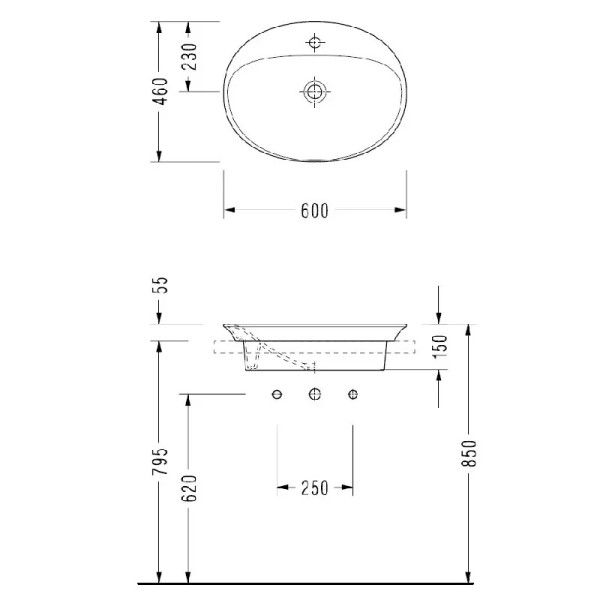 Раковина встраиваемая Serel Hera 46x60 (HR34TXS110H) Раковина встраиваемая Serel Hera 46x60 (HR34TXS110H)