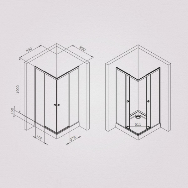 Душевой уголок AM.PM X-joy 90x90 стекло прозрачное, профиль хром матовый (W94G-403-9090-MT1K)