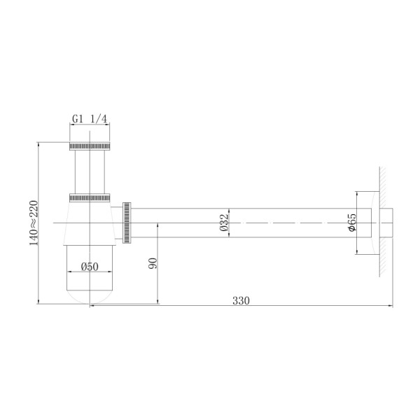 Сифон для раковины Abber 65x220 сатин (AF0032SP)