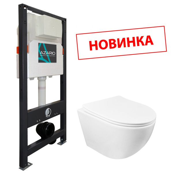 Инсталляция с унитазом Сет Azario Инсталляция для подвесного унитаза 3/6л с унитазом Grado с сиденьем микролифт без клавиши