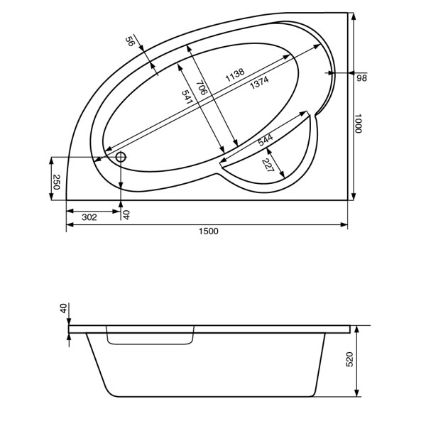 Ванна акриловая Santek Sri Lanka 150*100 L (1WH302394)