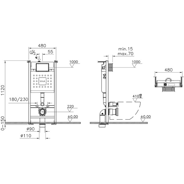 Комплект инсталляция с унитазом Vitra Integra Square с клавишей смыва, с сиденьем с soft-close (9856B003-7207) Комплект инсталляция с унитазом Vitra Integra Square с клавишей смыва, с сиденьем с soft-close (9856B003-7207)