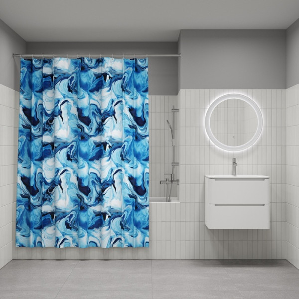 Шторка для ванн текстильная Iddis Base 180x200 синяя (BX04P18i11) Шторка для ванн текстильная Iddis Base 180x200 синяя (BX04P18i11)