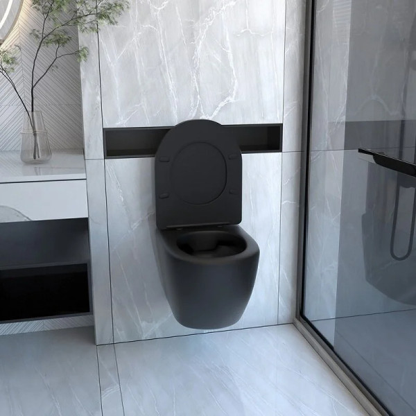Комплект инсталляция с унитазом и биде Abber с клавишей черная матовый (AC1100MB-AC0105-AC0120MB-AC1150MB-AC0101P)