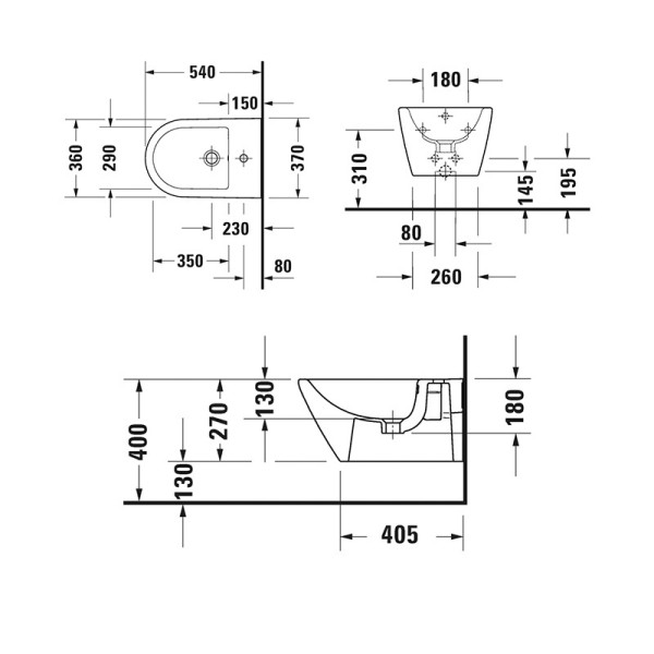 Биде подвесное Duravit D-NEO 36*54 (2294150000)