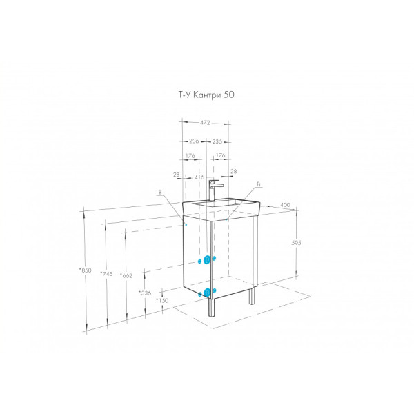Тумба напольная Aquaton Кантри 472x400x608 белый, дуб верона (1.A257.8.01A.HB2.0)