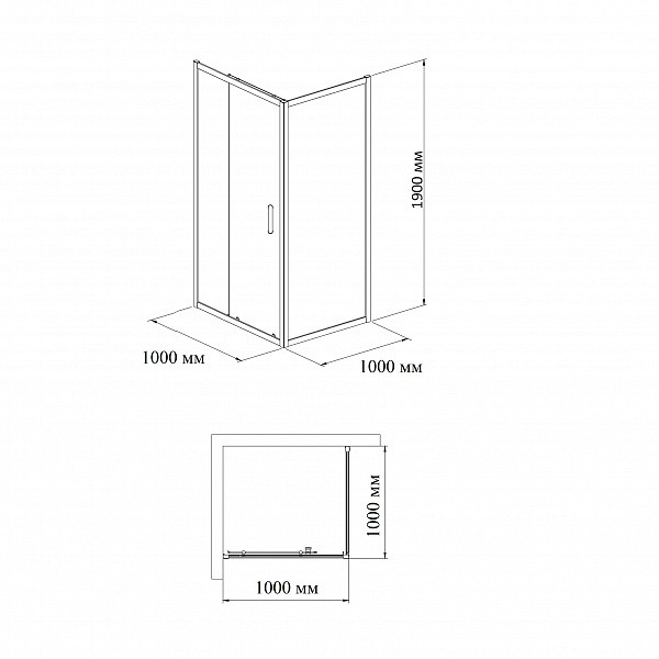 Душевой уголок BandHours Mike/Side-Glass 1010 100х100 стекло прозрачное, профиль хром