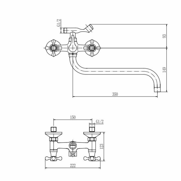 Смеситель для ванны и душа Fashun с душевым комплектом хром (A2619-2)