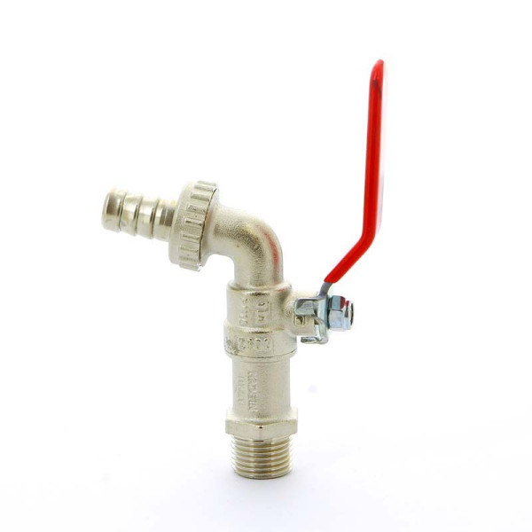 Кран шаровый сливной со штуцером Tiemme Eolo 1/2" (красная плоская стальная ручка) (2500006) Кран шаровый сливной со штуцером Tiemme Eolo 1/2" (красная плоская стальная ручка) (2500006)