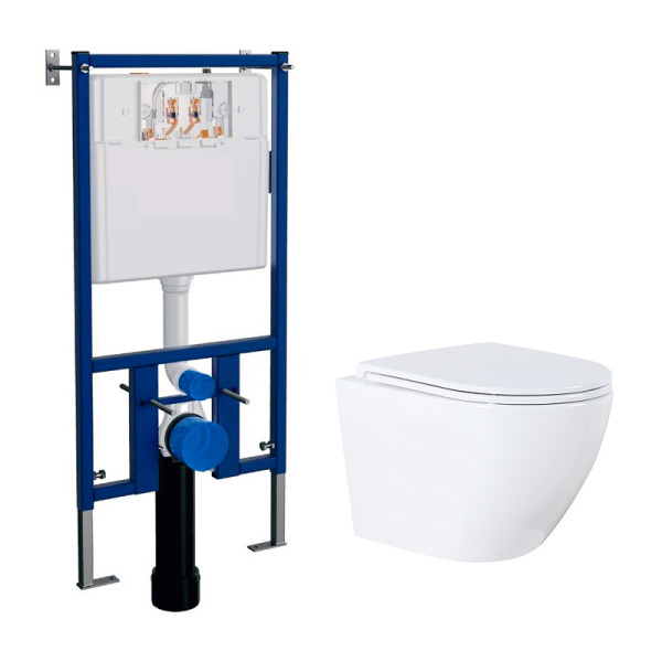 Инсталляция с унитазом Loranto с унитазом Azario Grado с сиденьем микролифт без клавиши (4501+AZ-0046N)