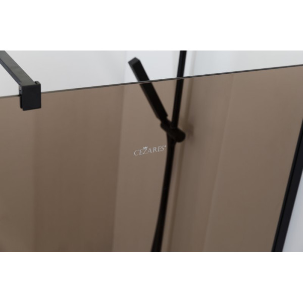 Душевая перегородка Cezares Liberta 100x195 стекло тонированное (бронза), профиль черный (LIBERTA-L-1-100-120-BR-NERO)
