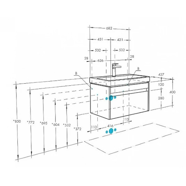 Тумба-умывальник Aquaton Марти 70/1WH501628 Умывальник Адриана 70 (1A2675K0MY010)