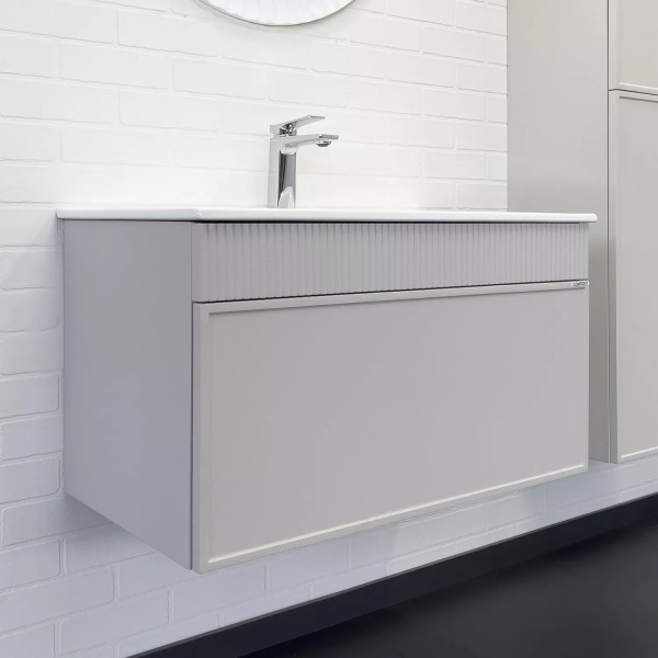 Тумба подвесная с раковиной Comforty Мадрид 800x465x465 серый шёлк (00-00018685)