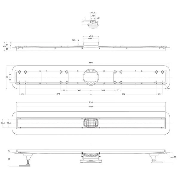 Душевой лоток BelBagno Luce 900 мм хром (BB-LD-Luce-90-CR)