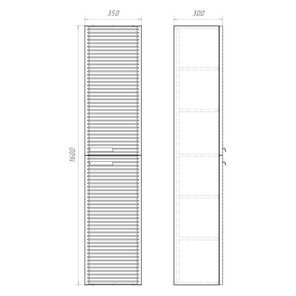 Пенал подвесной Comforty Ангара 350x1600x300 дуб темно-коричневый матовый (00-00019362)
