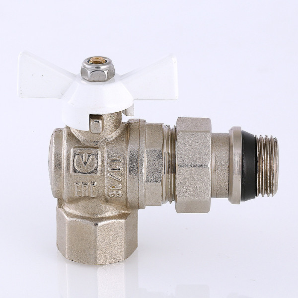 Кран угловой 1/2" шаровый со сгоном Valtec Base (белая бабочка, o-ring) VT.228.NRW.04