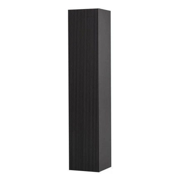Шкаф подвесной Cezares Uno 330x300x1600 с фрезерованной ручкой с торца фасада с одной распашными дверцей доводчиками с двумя полками Темно-Серый матов