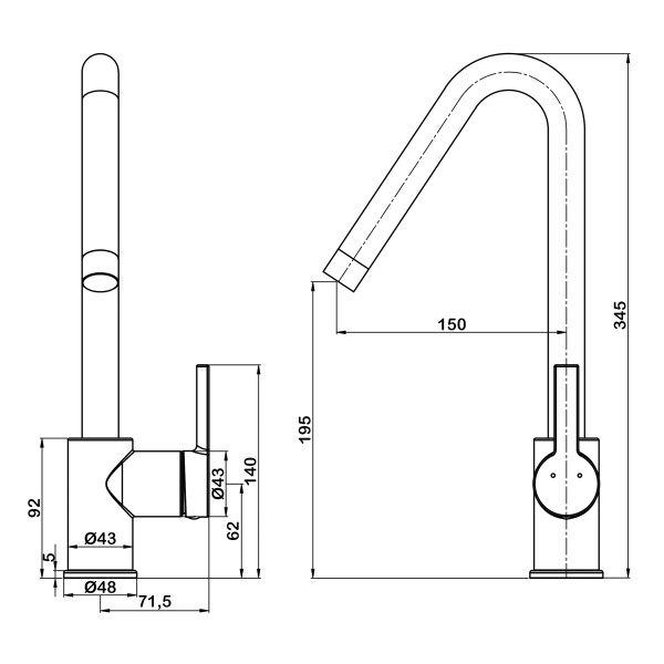 Смеситель для кухни Swedbe Diana хром (1042)