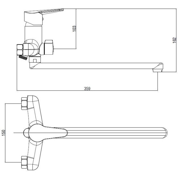 Смеситель для ванны и душа Voda Breeze хром (BZ31) Смеситель для ванны и душа Voda Breeze хром (BZ31)