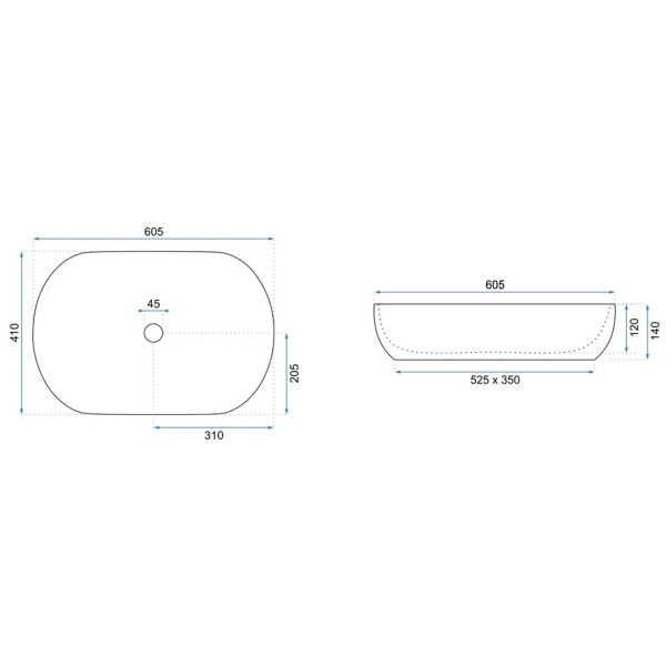 Раковина накладная Rea Cleo 60,5x41 мрамор (REA-U9656)