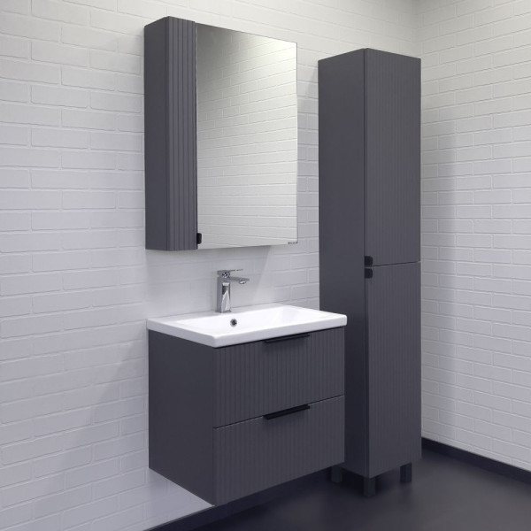 Тумба подвесная Comforty Лима 600x500x450 антрацит матовый с раковиной (00-00019176)