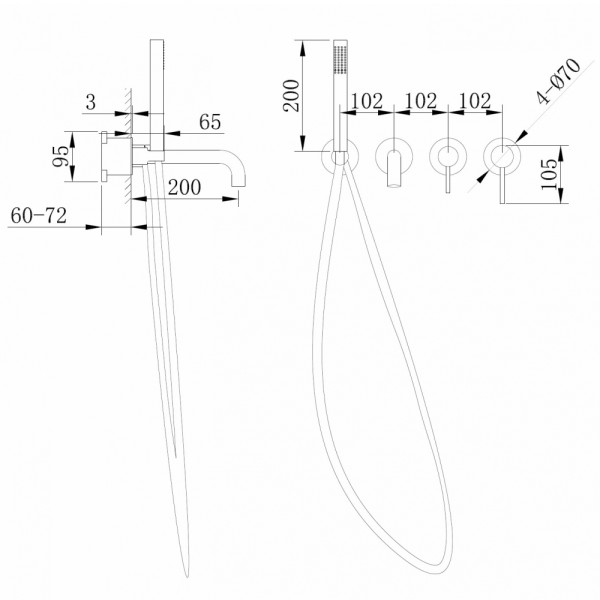 Смеситель для ванны и душа Abber Wasser Kreis никель (AF8130NG) Смеситель для ванны и душа Abber Wasser Kreis никель (AF8130NG)